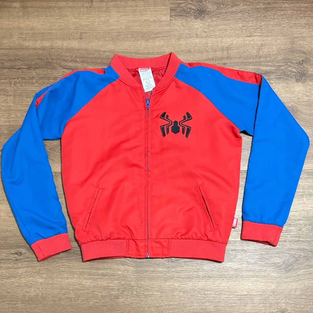 Kid’s Marvel Spiderman Red and Blue Spider Logo Jacket Disney Size 13